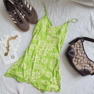 Vintage gap green floral tank top/mini dress